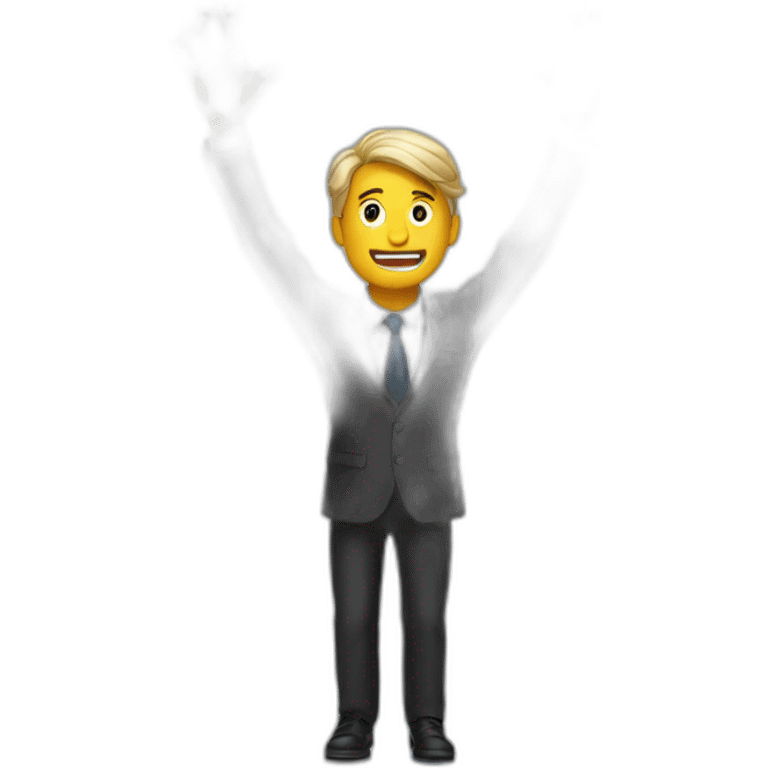 man in suit arms in the air summoning something emoji