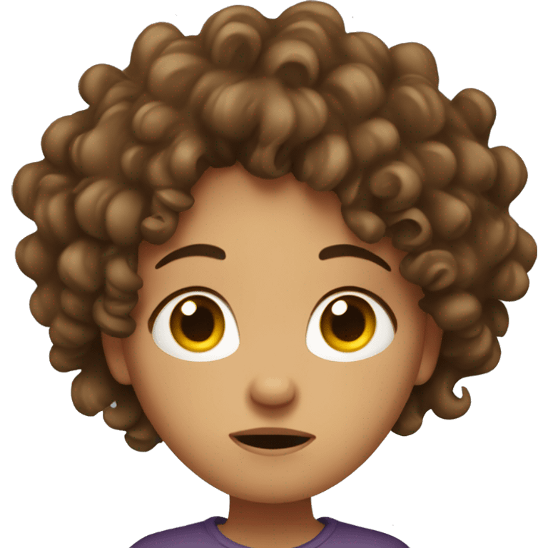 Stressed out girl with brown curly hair  emoji