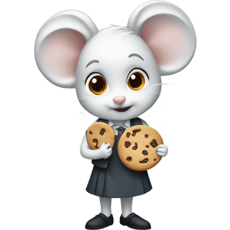 white skin girl teacher mouse eating cookie emoji