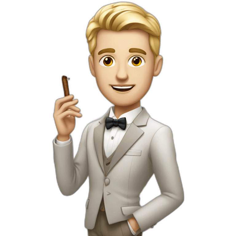 white skinned young rich man with cigar emoji