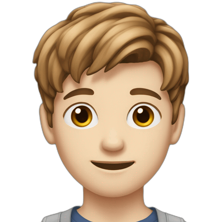 An 18-year-old white-skinned boy with sidelong brown hair emoji