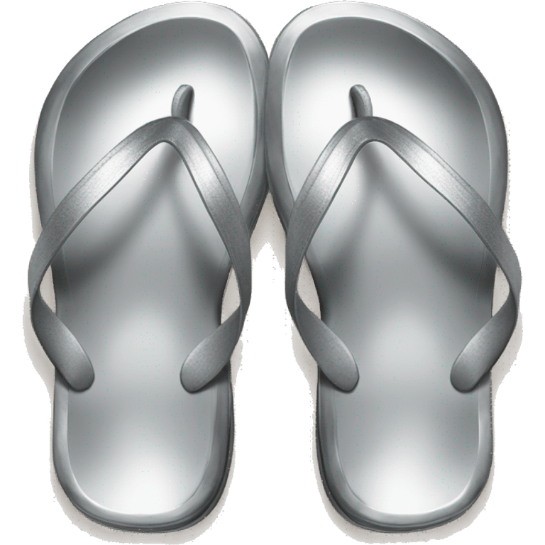 Realistic metallic silver flip flops. emoji