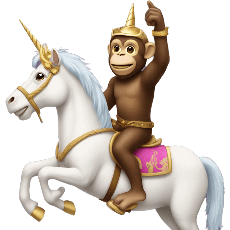 Monkey riding a unicorn emoji