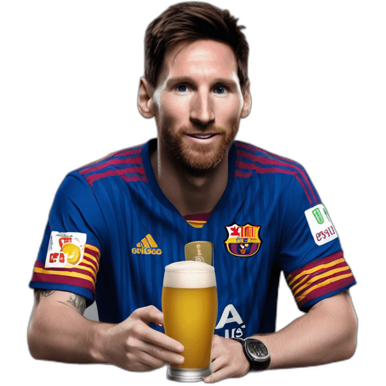 Messi con una cerveza emoji