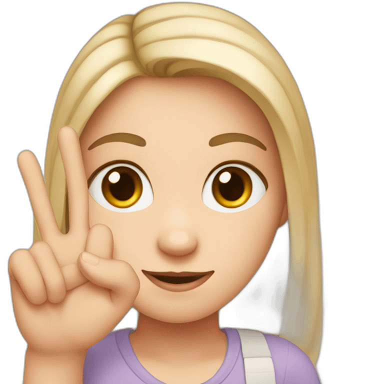 white girl showing three fingers on one hand emoji