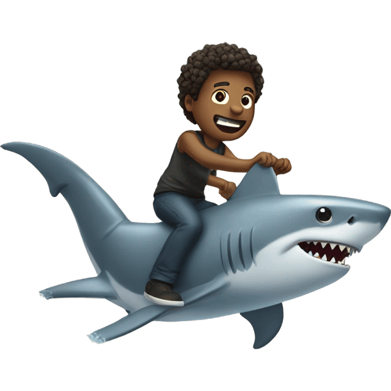 Man riding shark in ocean emoji