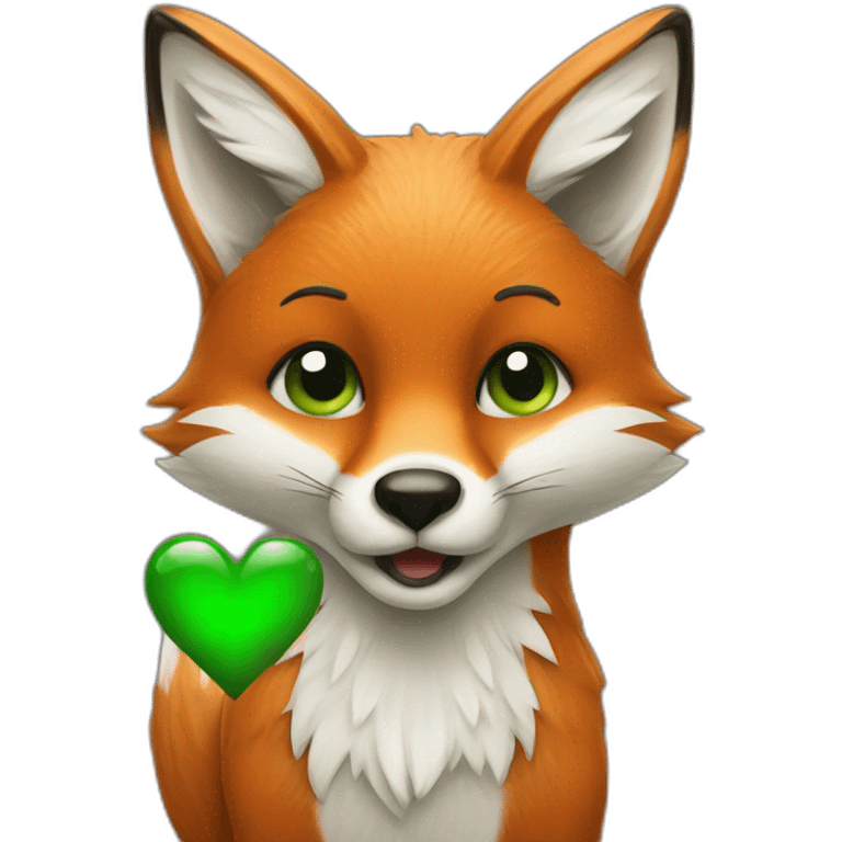 Fox with a green heart in his hand  emoji