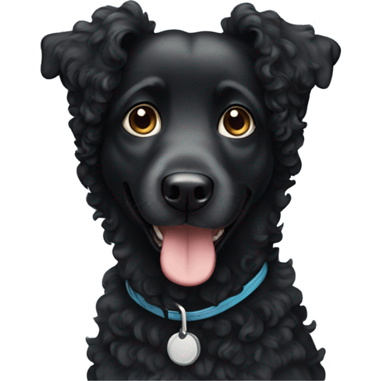 Black curly haired dog emoji