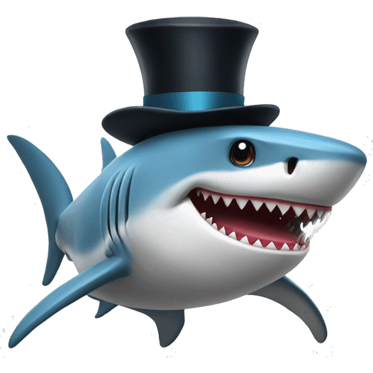 Shark with a top hat emoji