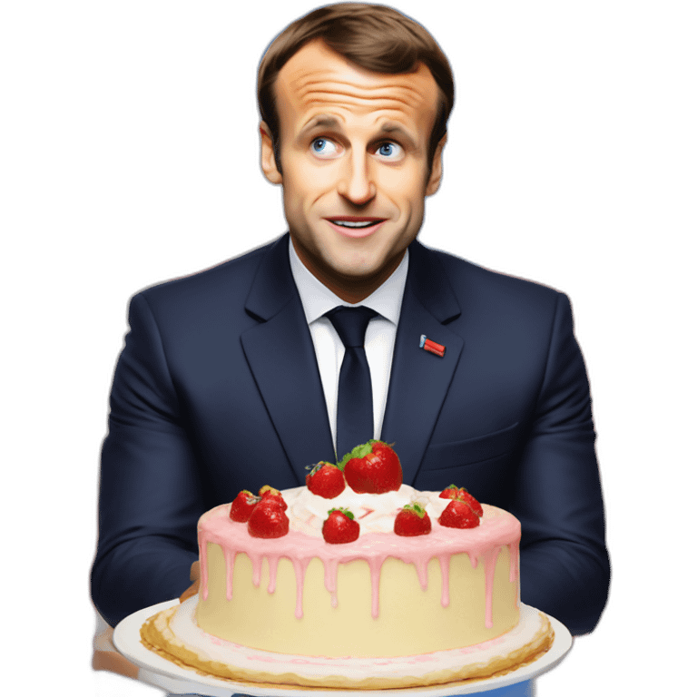 emmanuel macron fat eating cake emoji