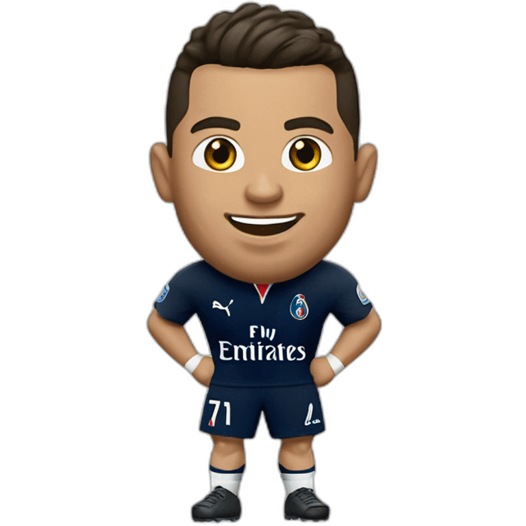 Ronaldo avec le maillot de Paris et fait sa célébration emoji