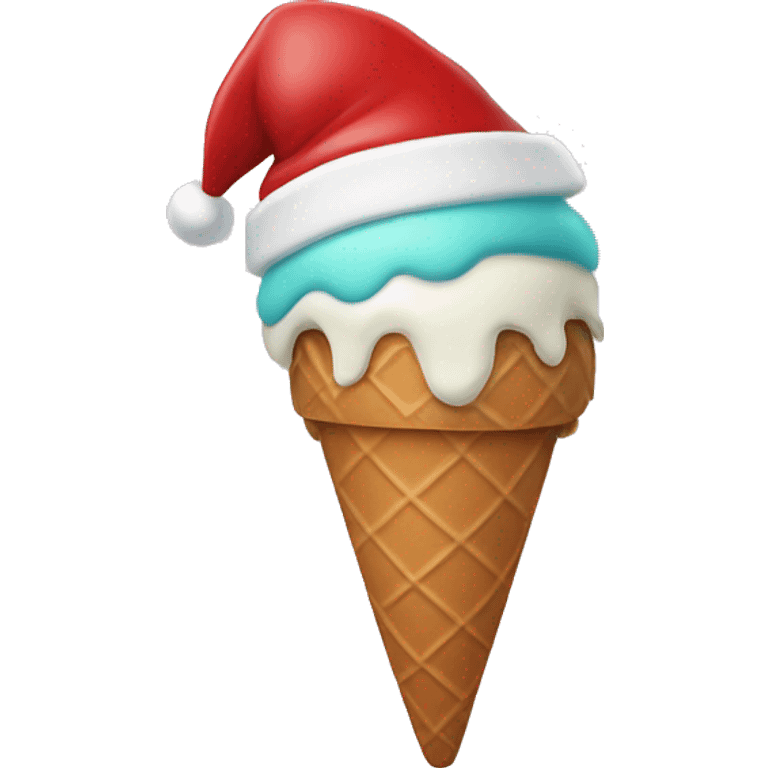 Ice cream cone with a Santa hat in Christmas colors emoji