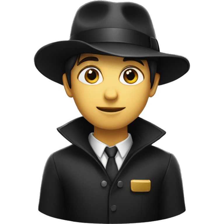 A boy with a black hat written assistant  emoji