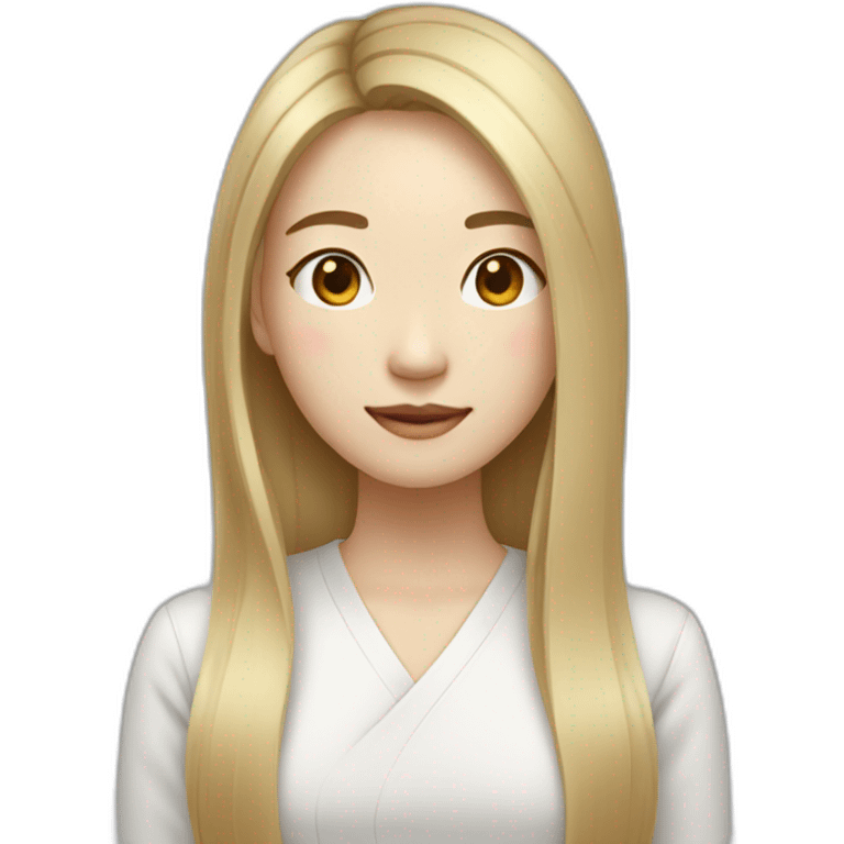 korean blond woman straight hair shoulders hair long emoji