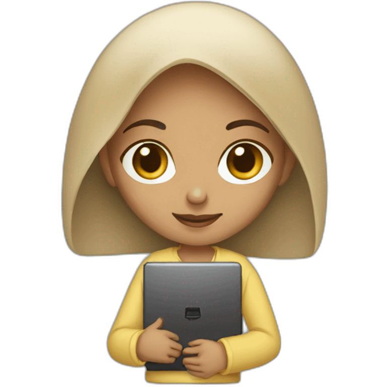 IT light skin arabic girl holding laptop emoji