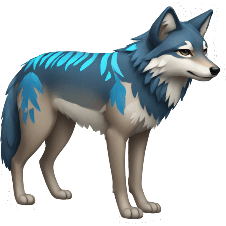 Coywolf With Blue Tribal Markings Full Body emoji