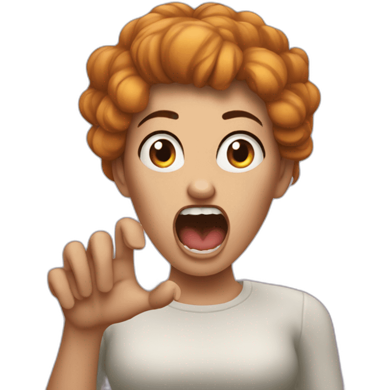 A woman acting like a monster with her hand and her face says grrr. Both hands are visible !  emoji