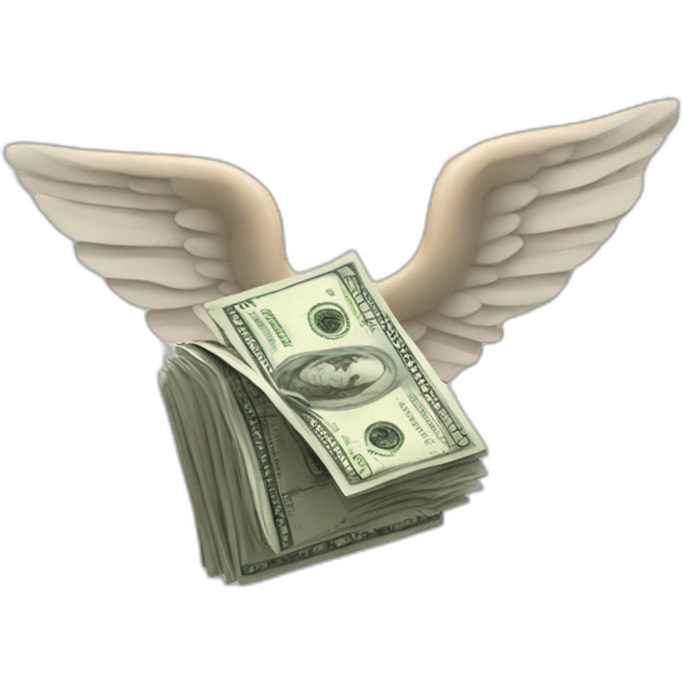 A wad of bills with wings emoji