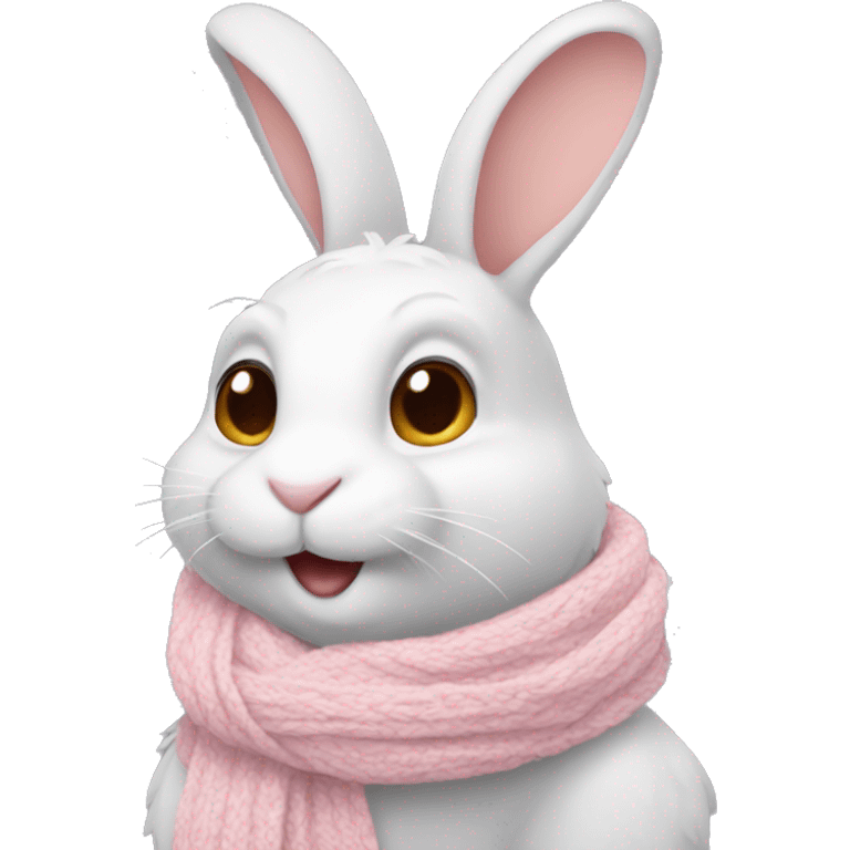 Rabbit with a light pink scarf and snow emoji