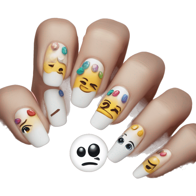 Hand painted nails  emoji