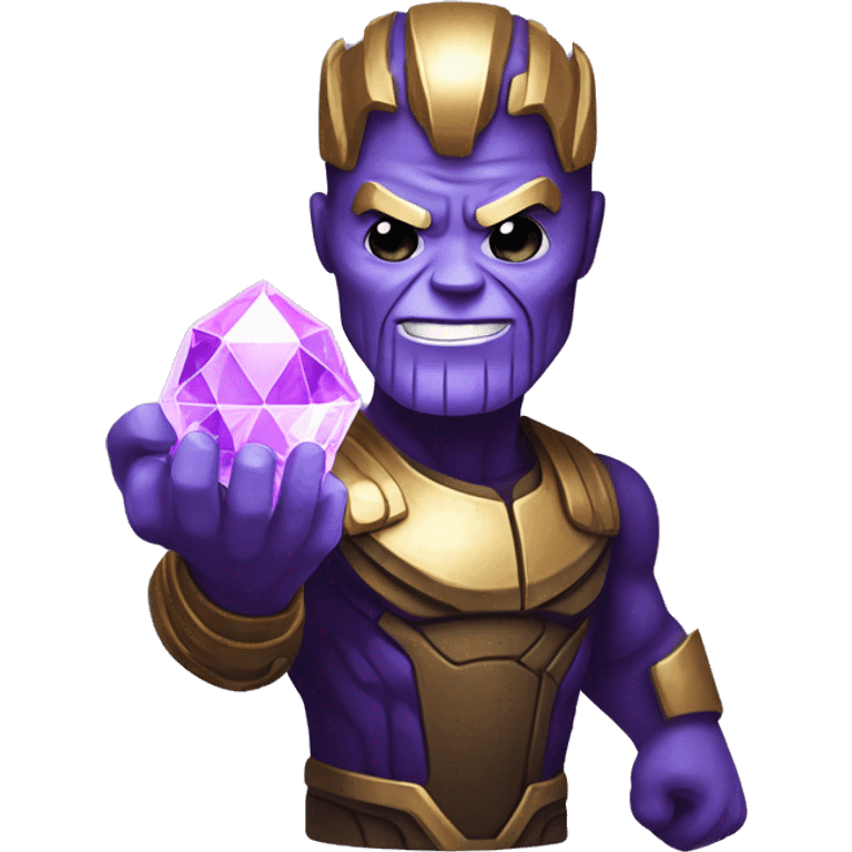 Thanos holding smallglowing purple crystal, iOS emoji style art  emoji