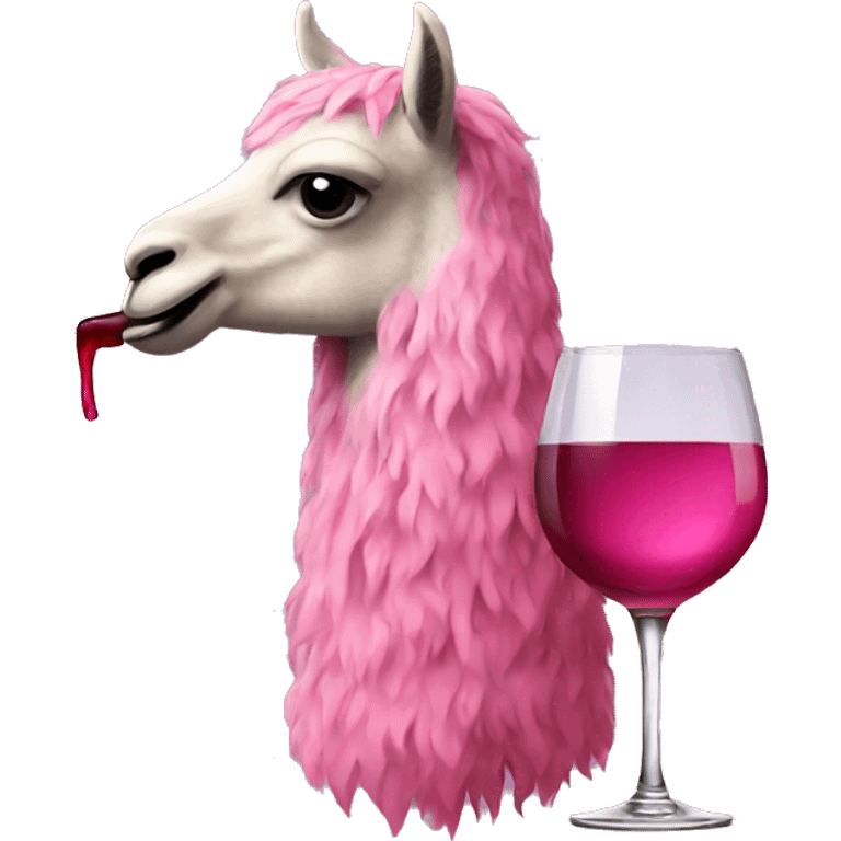 Pink llama drinking wine  emoji