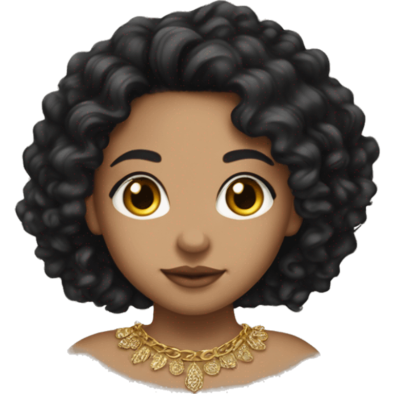 lightskin girl long black curly hair gold jewlery emoji