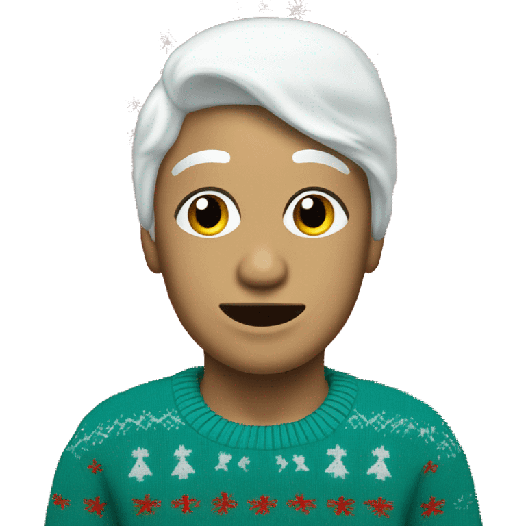 Realistic isolated teal,read,and white ugly Christmas sweater. emoji