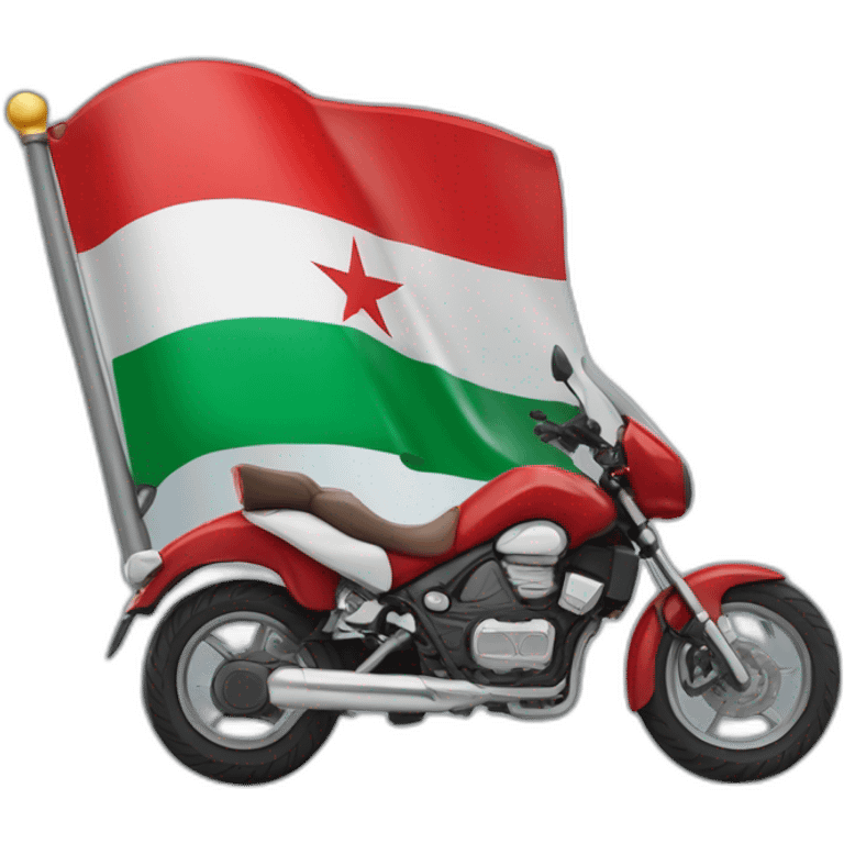 quelqu'un sur une moto avec le drapeau du Maroc derrière emoji