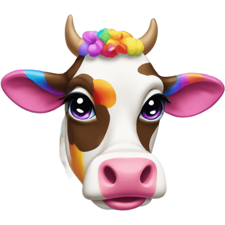 Lisa frank cow with rainbow spots emoji