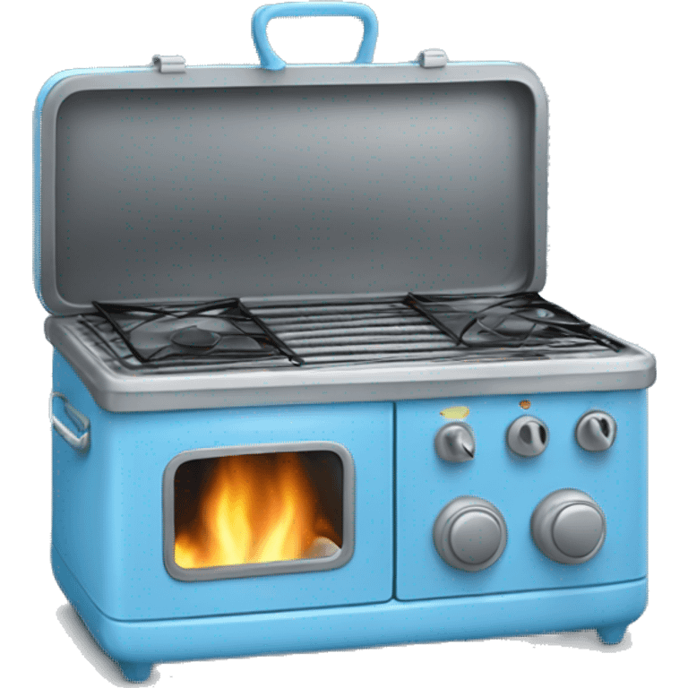 Realistic baby blue camping  stove isolated. emoji