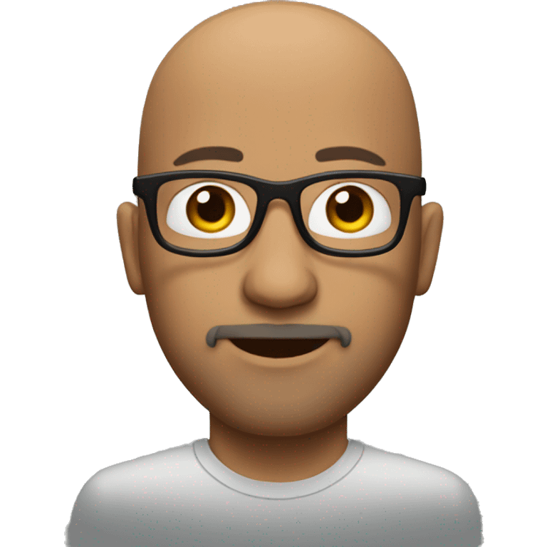 Bald man wearing glasses and goatee brown eyes emoji