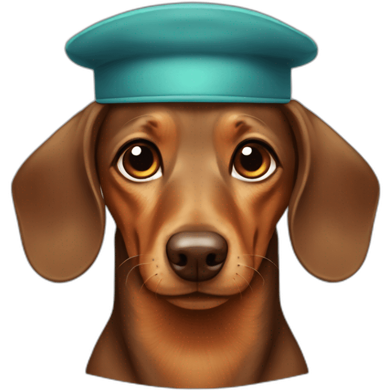 Dachshund brown, doctor hat emoji