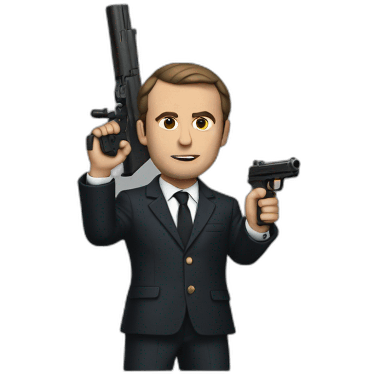 Macron with a gun emoji