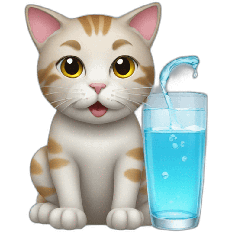 cat sipping on water emoji