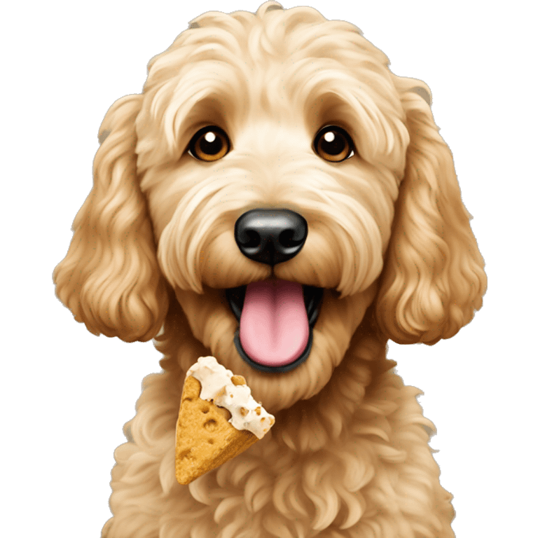 goldendoodle eating treat emoji