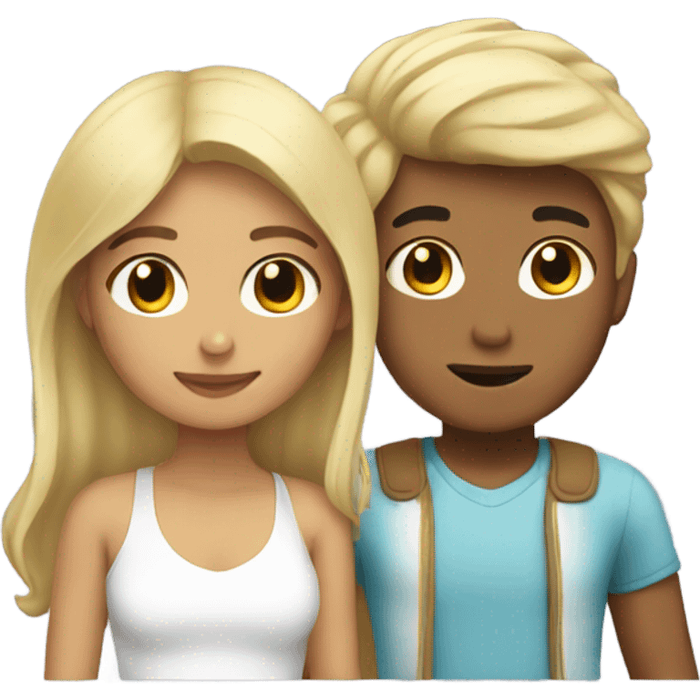 Hispanic girl and blonde boy  emoji