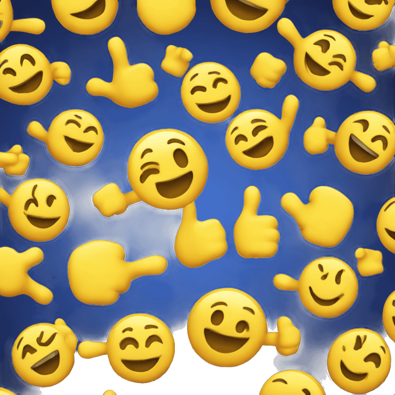 Yellow classic smiley emoji with face and really ironic thumbs up emoji