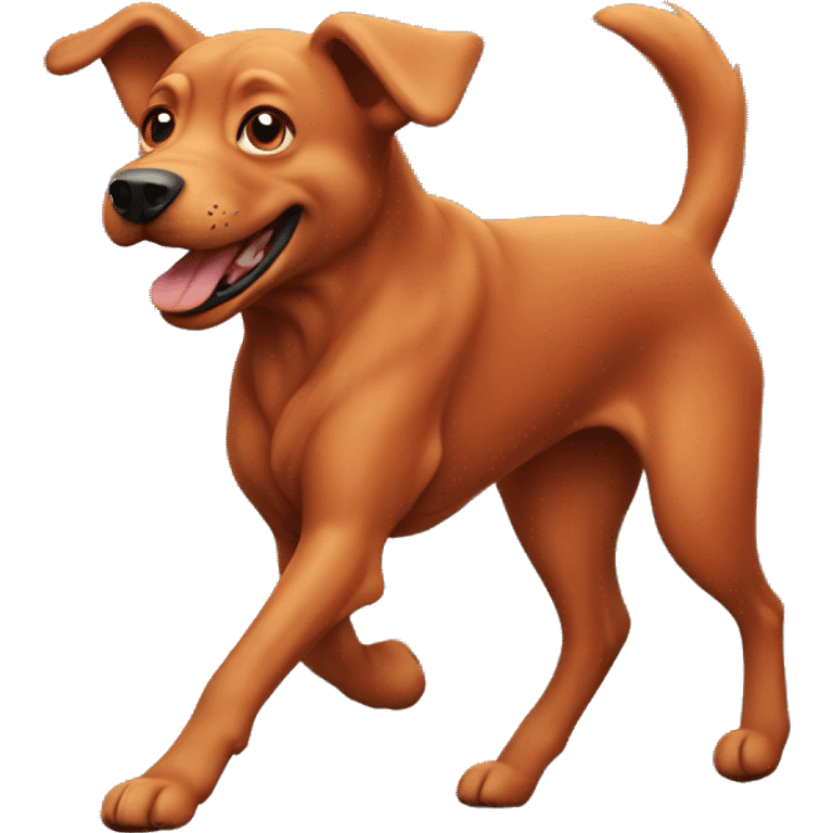 solid red dog with pointed ears running emoji