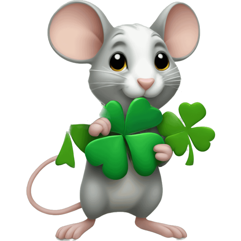 Mouse Holding shamrock  emoji