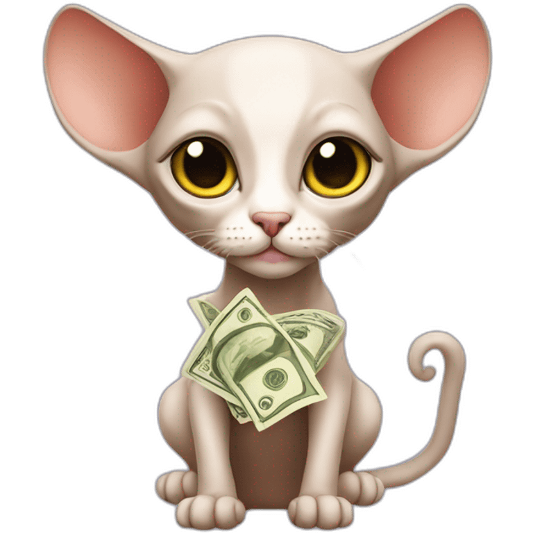 Sphinx cat with money emoji