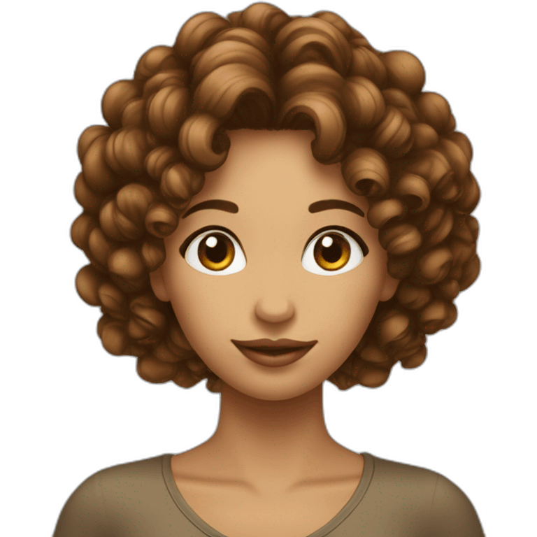 Cheveux marron bouclés femme emoji