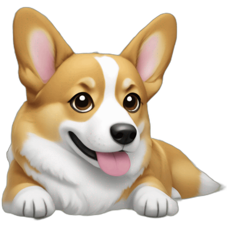 corgi bathing in dollar bill notes emoji