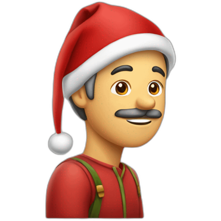 Hombre con gorro de papá Noel haciendo flexiones emoji