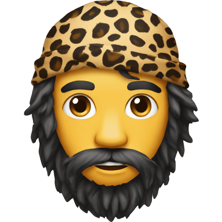 caveman emoji head only with leopard print bandana emoji