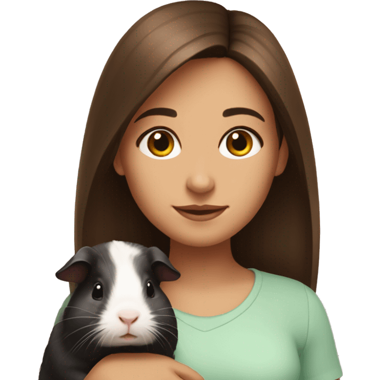 brunette girl with guinea pig emoji