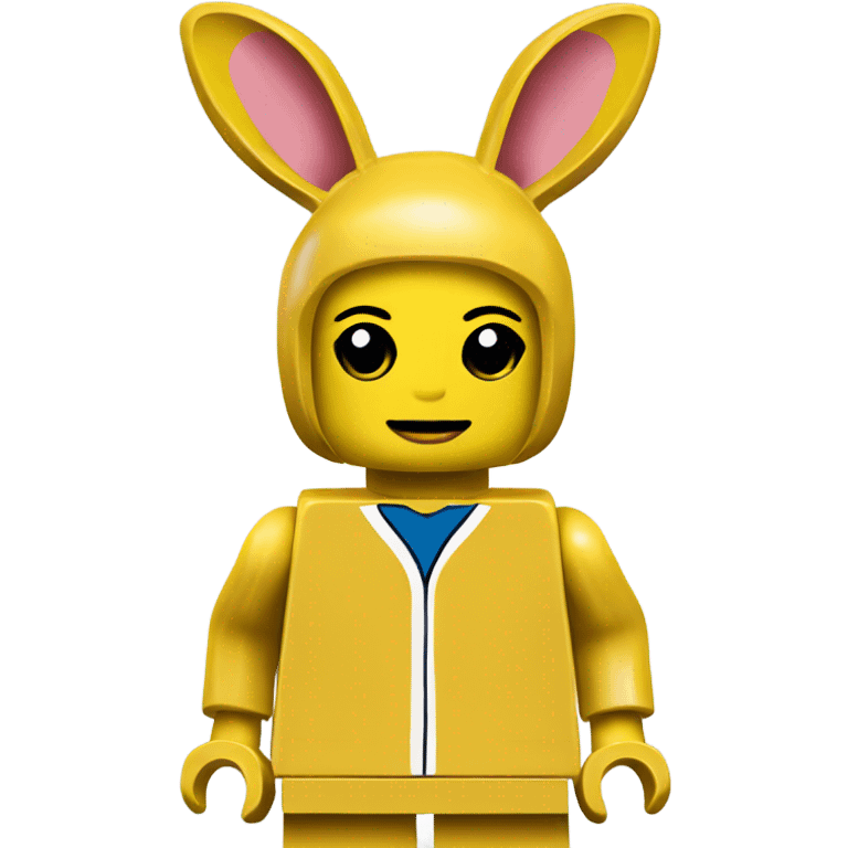 Yellow basic lego human full body wearing rabbit costume emoji