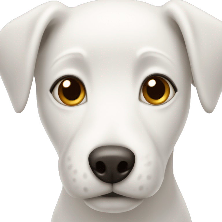 White dog with short hair and brown eyes  emoji