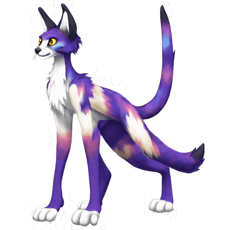 Anthro Epic Edgy Colorful Sergal-Serval-Vernid full body emoji