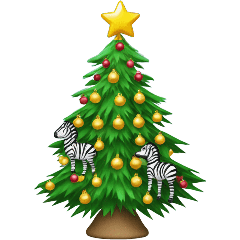 Christmas tree with zebra ornaments  emoji